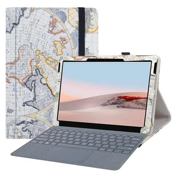 Labanema Microsoft Surface Go 2 2020 /Surface G0 10" 2018 Case, PU Leather Folio Stand Protective Case, Cover for Microsoft Surface Go 2 2020 /Surface G0 10" 2018 (Map White)