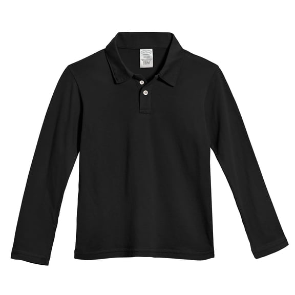Made in USA Long Sleeve Solid Jersey Polo | Black
