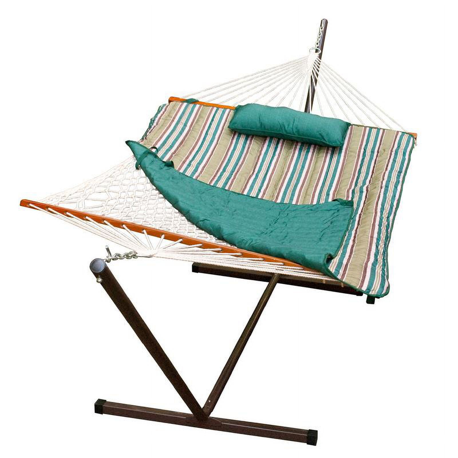 Cotton Rope Hammock, Stand, Pad and Pillow Combination
