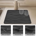 thumbnail image 6 of Black Wavy Textured Pattern Diatomaceous Earth Water Absorbent Mat, Anti-Slip Rubber Backing, 23.6" x 19.7", 6 of 11