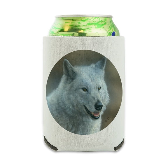 White Wolf Growling Can Cooler - Drink Sleeve Hugger Collapsible Insulator - Beverage Insulated Holder