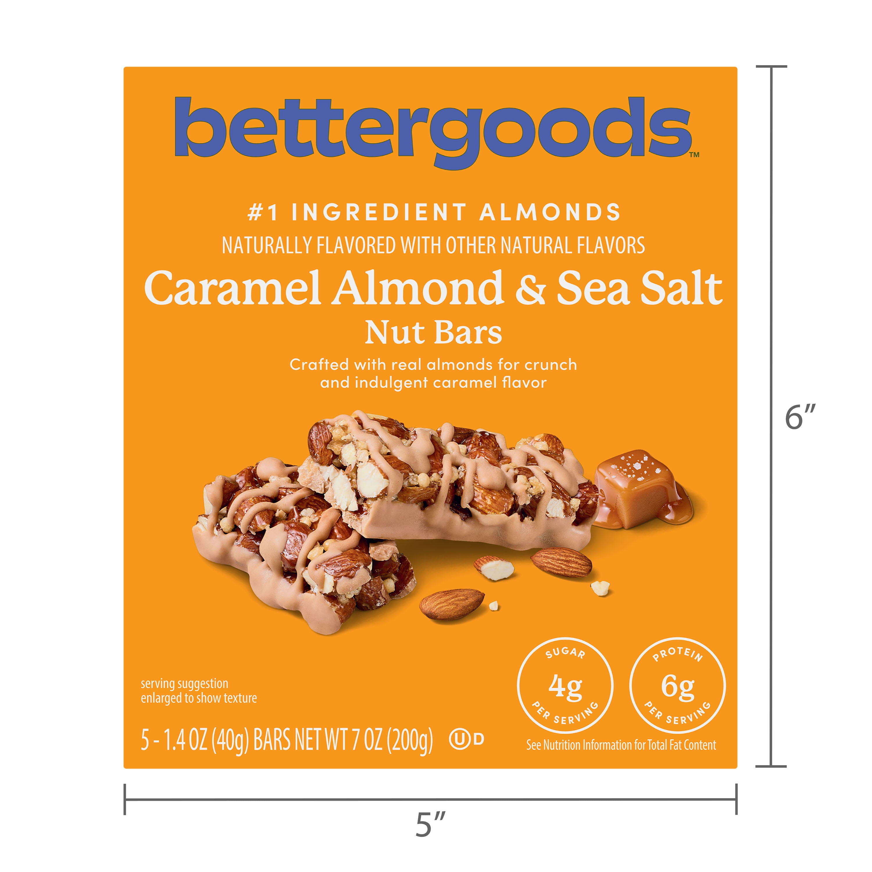 bettergoods Caramel Almond and Sea Salt Nut Bars, 1.4 oz, 5 Count