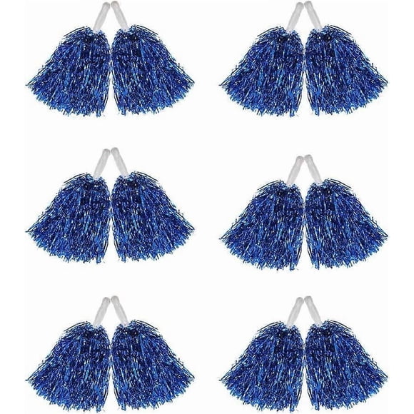 12 Pack Pom Poms Cheerleading Metallic Foil Cheer Pom Poms with Plastic Handles for Cheering Squard Team Spirit Sports