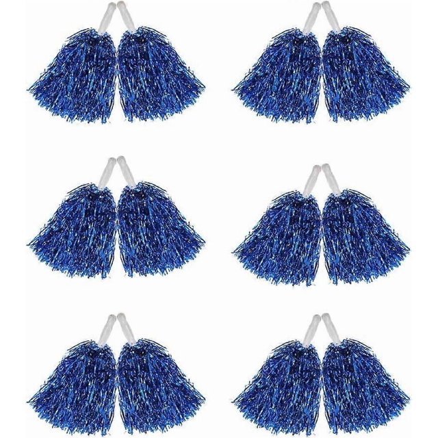 12 Pack Pom Poms Cheerleading Metallic Foil Cheer Pom Poms with Plastic Handles for Cheering Squard Team Spirit Sports