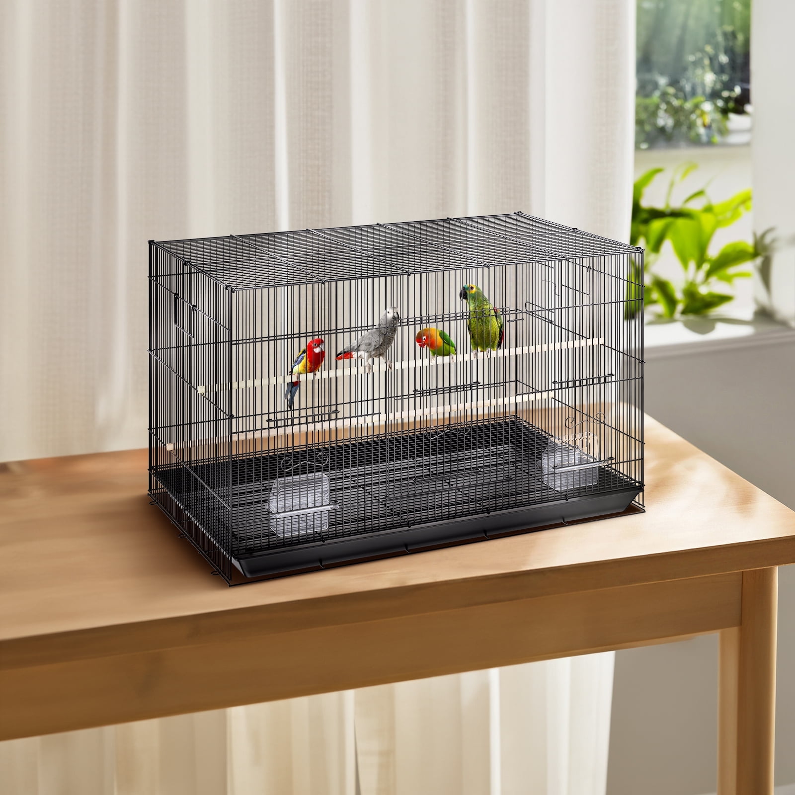 VEVOR30" Metal Flight Bird Cage, Stackable Parakeet Cage, Sturdy Small Parrot Cage for Cockatiels Finches Canaries