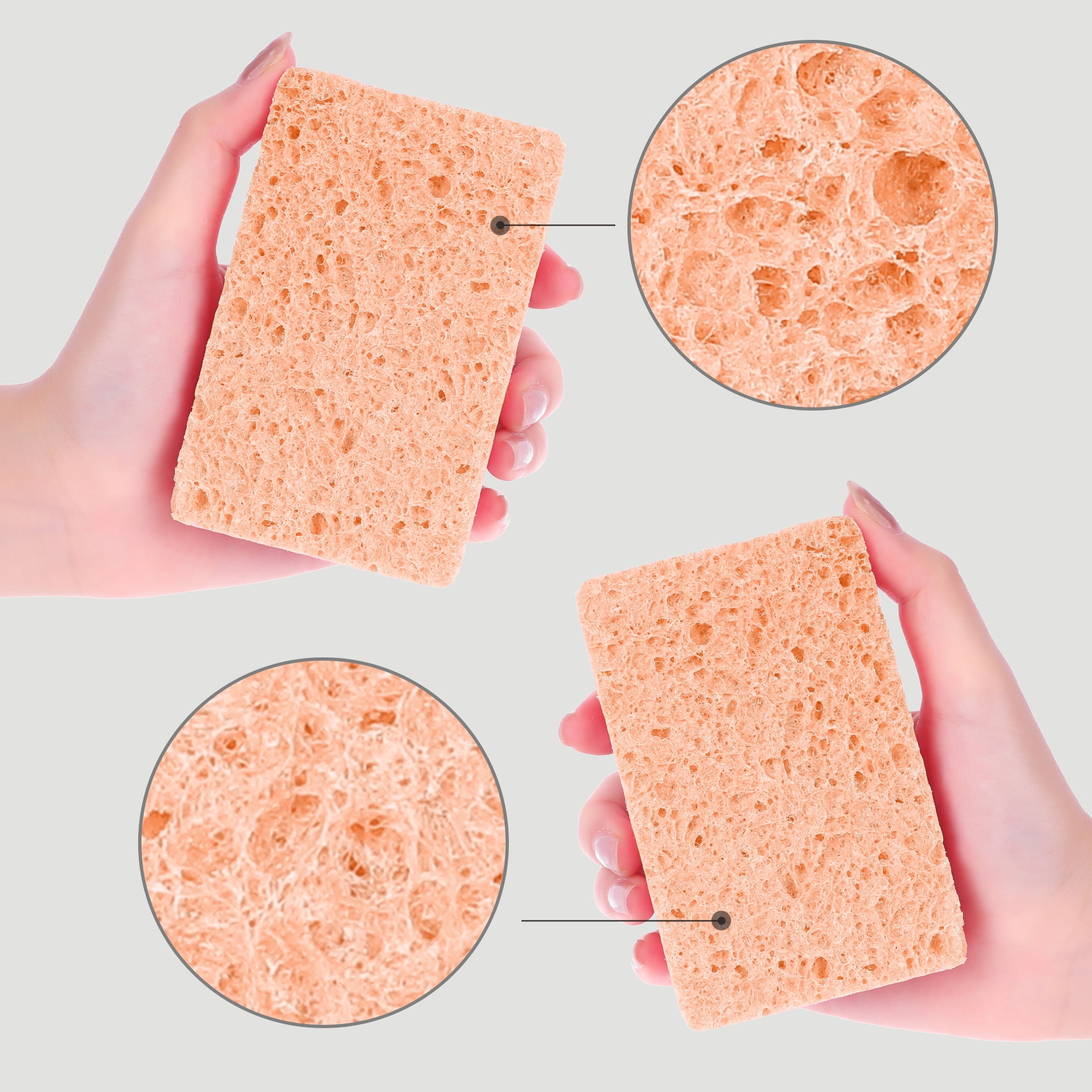 Unique Bargains 6 Pack Non-Scratch Sponges Kitchen Cleaning Sponges Orange 4.3"x2.8"x0.8"