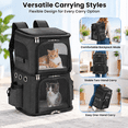 thumbnail image 3 of ManyFun Double Cat Backpack Carrier with Wheels Pet Carrier for Cat Small Dog Traveling Picnic Black, 3 of 10