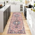 thumbnail image 6 of Findosom 2'x6' Vintage Runner Rug Distressed Hallway Runner Rug, Non Slip Machine Washable Low Pile Rugs for Living Room, Entryway, Bedroom, Kitchen and Corridor Entryway Floor Carpet,Pink, 6 of 8