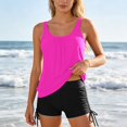 thumbnail image 2 of DHFJKG Womens Tummy Control Tankini Swimsuits Solid Color Bathing Suit Scoop Neck Two Piece Swimwear With Shorts Stylish Beachwear, 2 of 6
