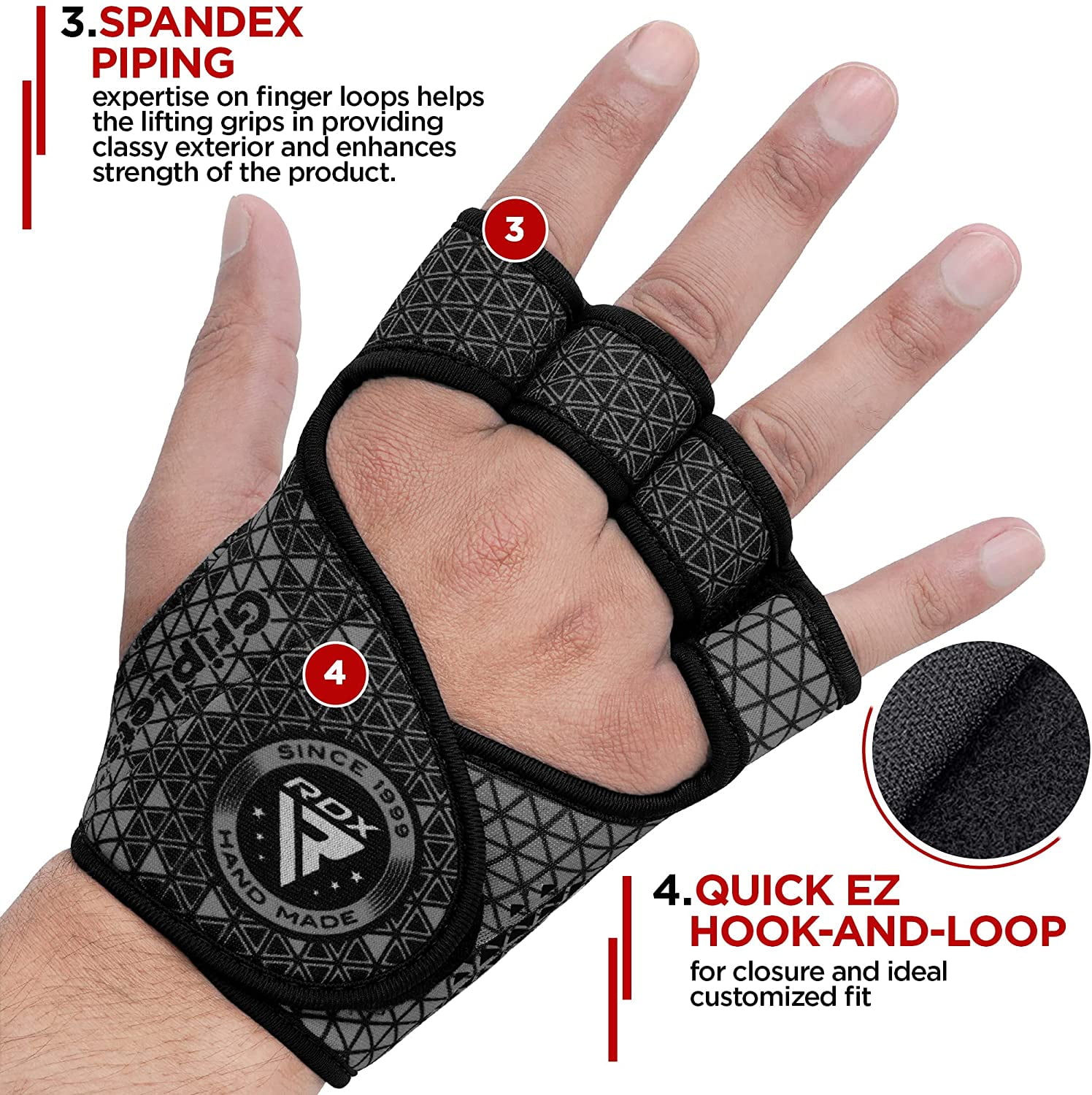 RDX Gants De Musculation Avec 3 Plaques Poignet - Sangle 15 Pouces Antidérapante Pour Haltérophilie Et Gym