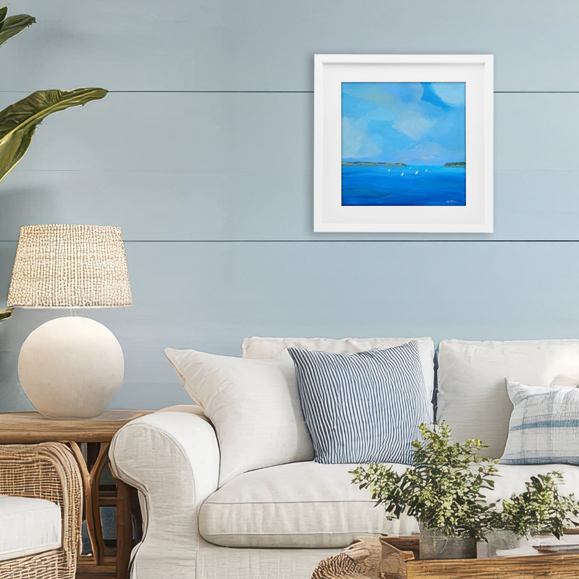 Stupell Industries A Perfect Day Seascape White Framed Print Under Glass, design by Lynn Ericson Fine Art