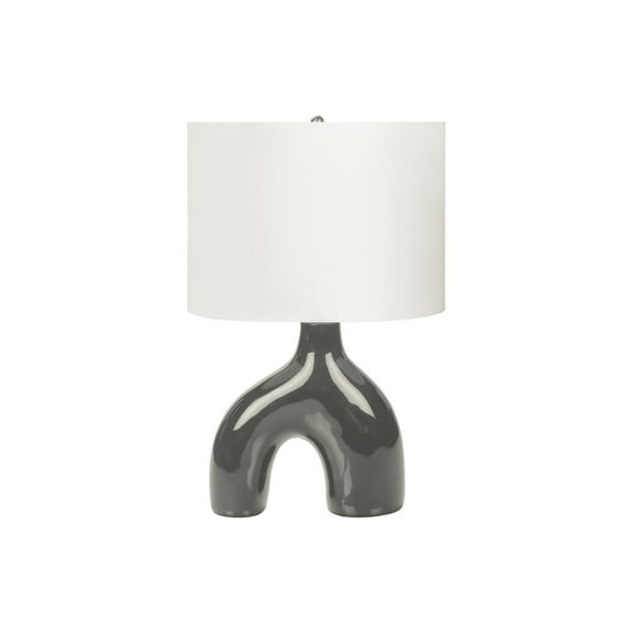 Lighting - 25"h - Table Lamp - Dark gray Ceramic - Ivory/Cream Shade