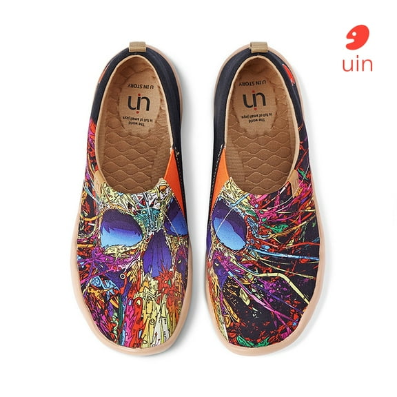 UIN Men's Walking Travel Shoes Slip On Canvas Casual Loafers Lightweight Comfort Art Painted Fashion Sneaker Silent Man US SIZE