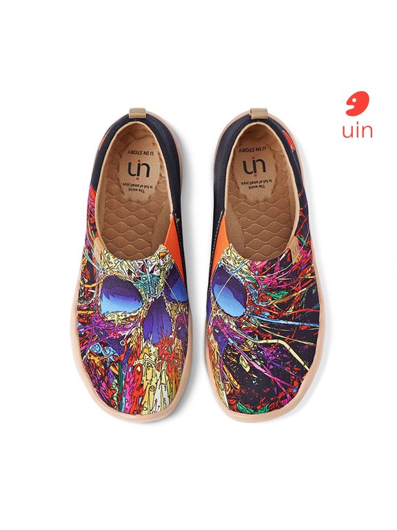 Men's Walking Travel Shoes Slip On Canvas Casual Loafers Lightweight Comfort Art Painted Fashion Sneaker Silent Man US SIZE