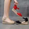thumbnail image 7 of CQONEPT Wedge Espadrilles for Womens Dressy, Lace up Espadrilles Closed Toe Wedges Sandals Strappy Slingback Platform Heels Summer Wedges Shoes Size 8.5 Red, 7 of 7