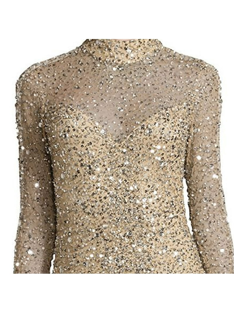 Parker Leandra Sequin Long Sleeve Mockneck Evening Gown Dress - Walmart.com