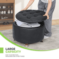 thumbnail image 5 of Magshion Storage Ottoman with Padded Seat, Modern PU Leather Footrest, Round Seat stool for Living Room Bedroom , Black, 5 of 8