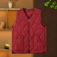thumbnail image 3 of Womens Lightweight Quilted Puffer Vests Padded Zip up Sleeveless Jacket Oversized Waistcoat Outerwear with Pockets New Red 4XL, 3 of 6