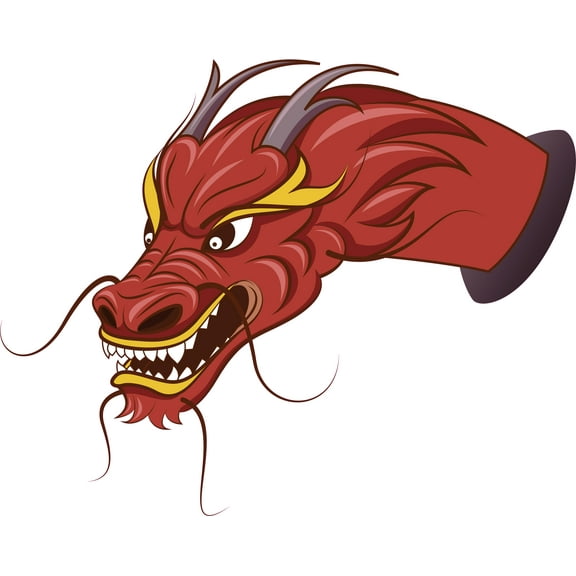 Removable Vinyl Wall Art Giant Dragon Head Peeking From Whole Decoration Kids Bedroom Wall Decal Sticker - 20" x 28" Home Living Room Adhesive Giant Serpentine Legendary Creature Wall Art Decor