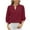 Wine, variant on Plus Size Fashion Womens Blouses Casual Solid Color Keyhole V-Neck 3/4 Sleeve Loose Chiffon Black T-Shirts Blouses S-2XL