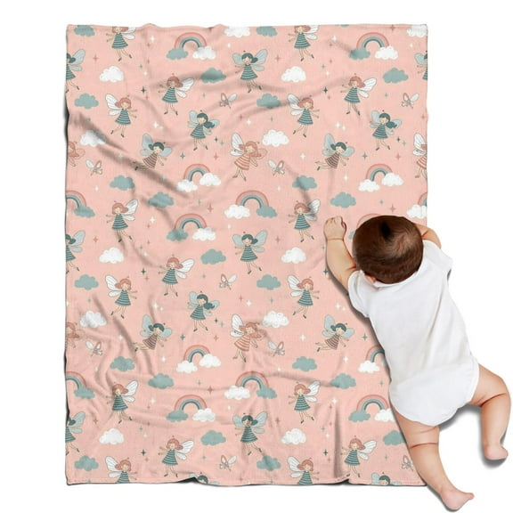 Pink Fairy Rainbow Pattern Blanket,Comfortable Soft Flannel Throw Blanket,All Season,Warm Lightweight Blankets for Sofa Bed Couch Living Room Chair,30"x40"