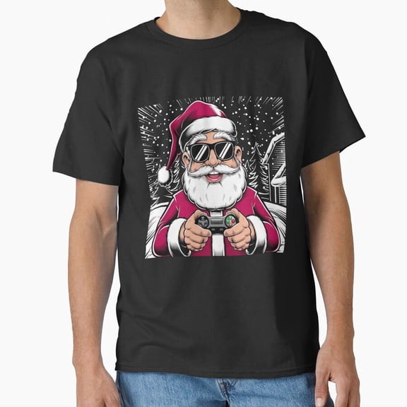 Cool Gamer The Christmas Father Claus Christmas Video Game Graphic Holiday Gift Unisex T-Shirt, for men & women, up to size 5XL