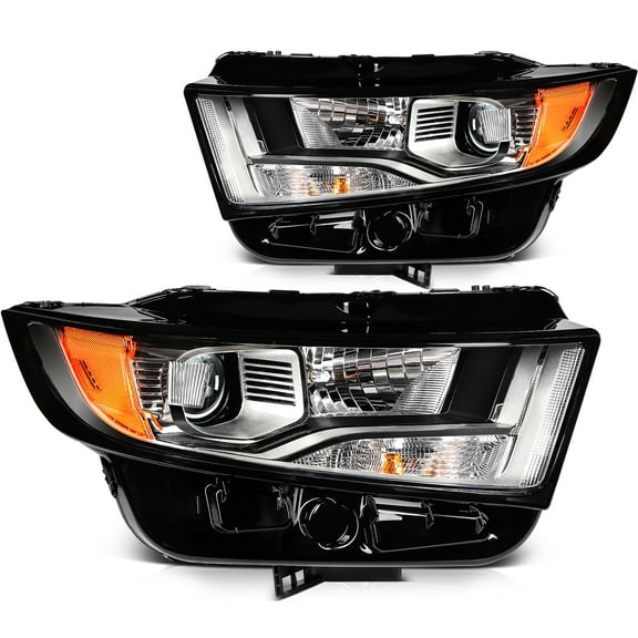 ECCPP Headlight Assembly Fit 2015-2018 For Ford Edge Pair Headlamps Black Housing Amber Reflector FT4Z13008A