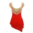 thumbnail image 2 of LIUHUO Customized Red Spandex Figure Skating Dress Girls Women V Neck with Flower Adorned Shoulders Rhinestone Embellished Skirt, 2 of 9