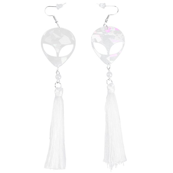 1 par de pendientes de moda Pendientes de cabeza alienígena Pendientes de borla larga joyería