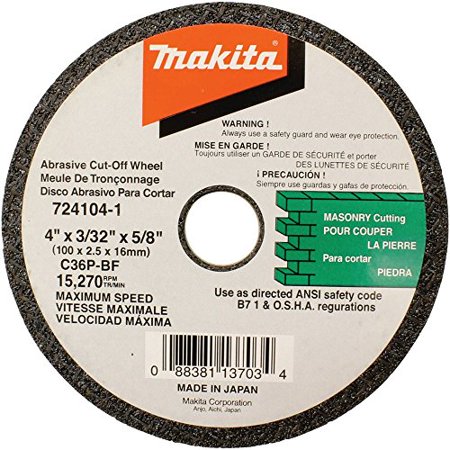 UPC 088381100847 product image for Makita 724104-1-10 4 x 5/8 x 3/32 Cut-off Wheel  Masonry  10/pk | upcitemdb.com