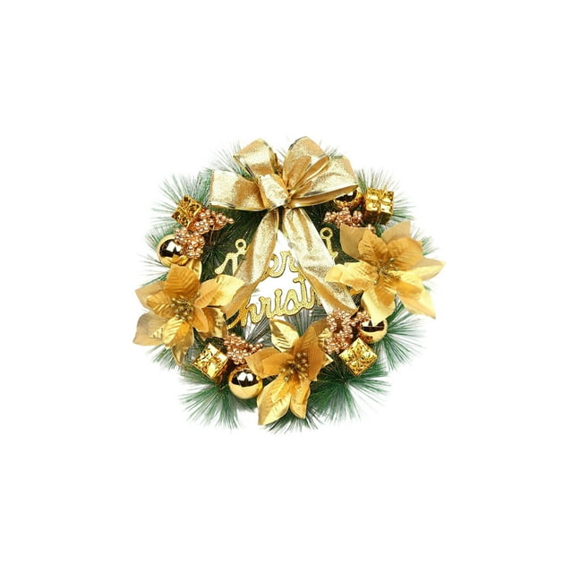Decoraciones de Navidad Al Aire Libre Anillo de la Flor de Navidad, Colgante de Puerta, Colgante de Pared, Corona de Flores de la Vid, Gran Decoración de la Escena, Arco de Imitación Hecha a Mano, Cor