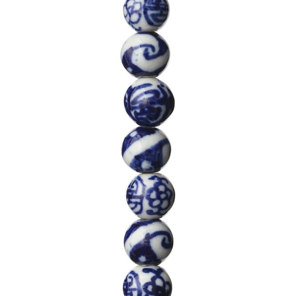 Bead Landing Sapphire Mix Ceramic Round Beads, 8mm, 12 Pack