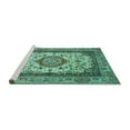 thumbnail image 2 of Ahgly Company Machine Washable Indoor Round Medallion Turquoise Blue Traditional Area Rugs, 4' Round, 2 of 4