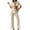 Beige, variant on Beach Cover Up Set for Women Loose Fit Short Sleeve Shirt Casual Pants Sheer Vacation Sun Protection Beach Cover Up