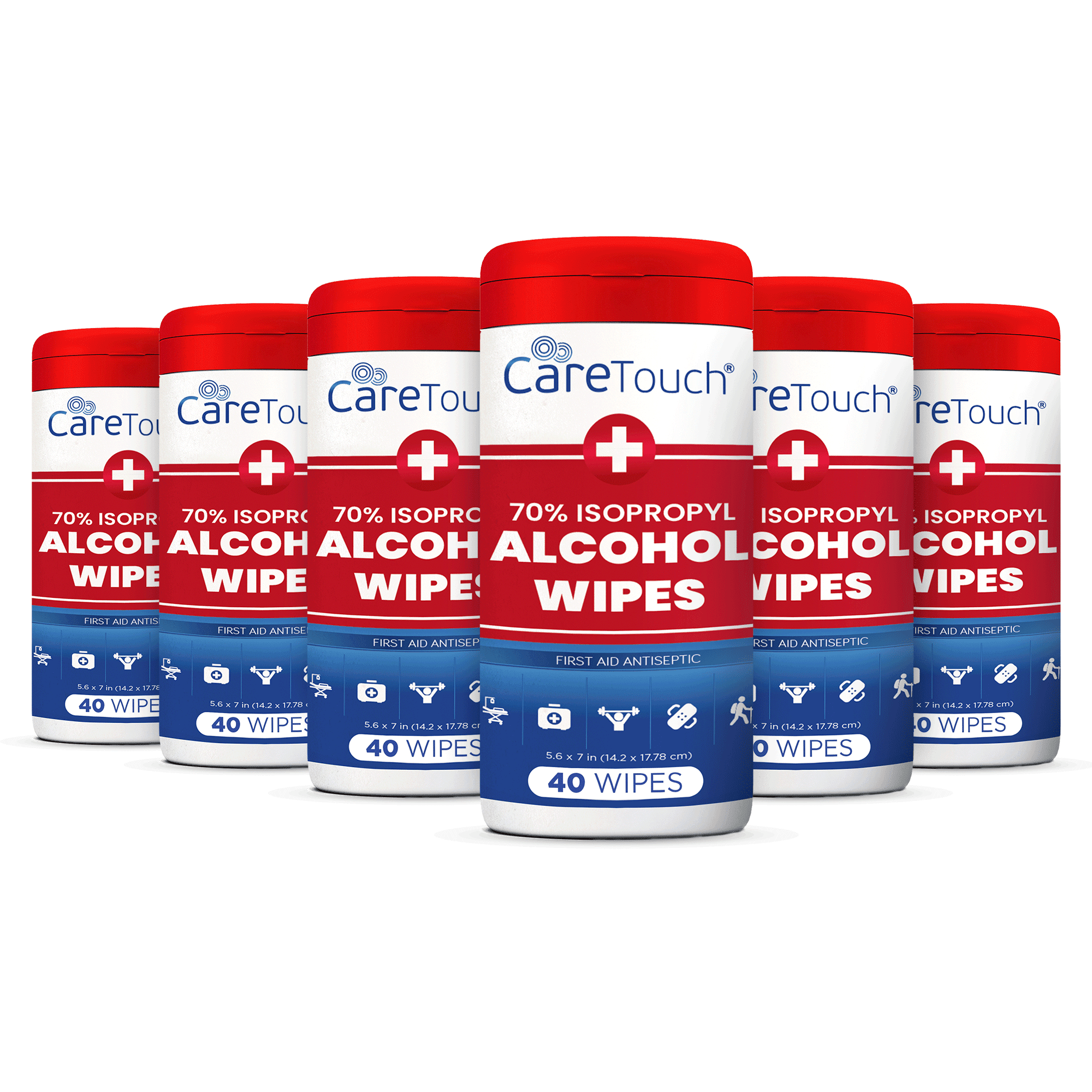 Care Touch Isopropyl Alcohol Wipes Canister 240 Count First Aid Wipes