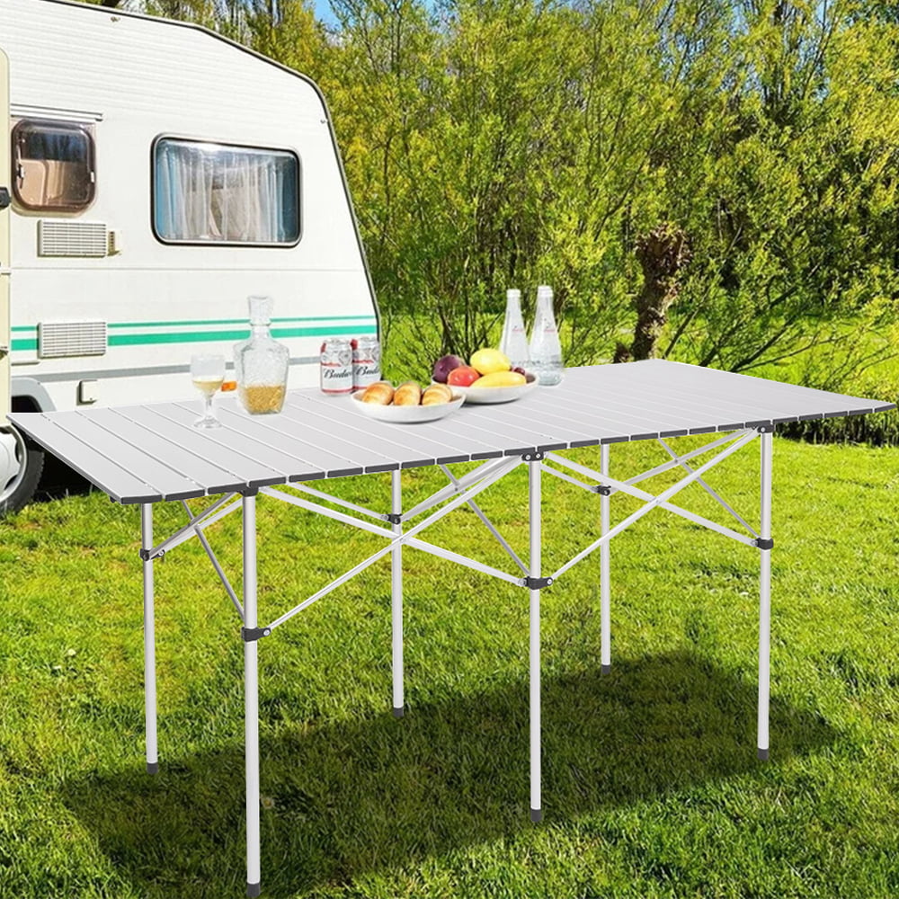 Aluminum Folding Table Portable Indoor Outdoor Picnic Party Camping Tables & Bag