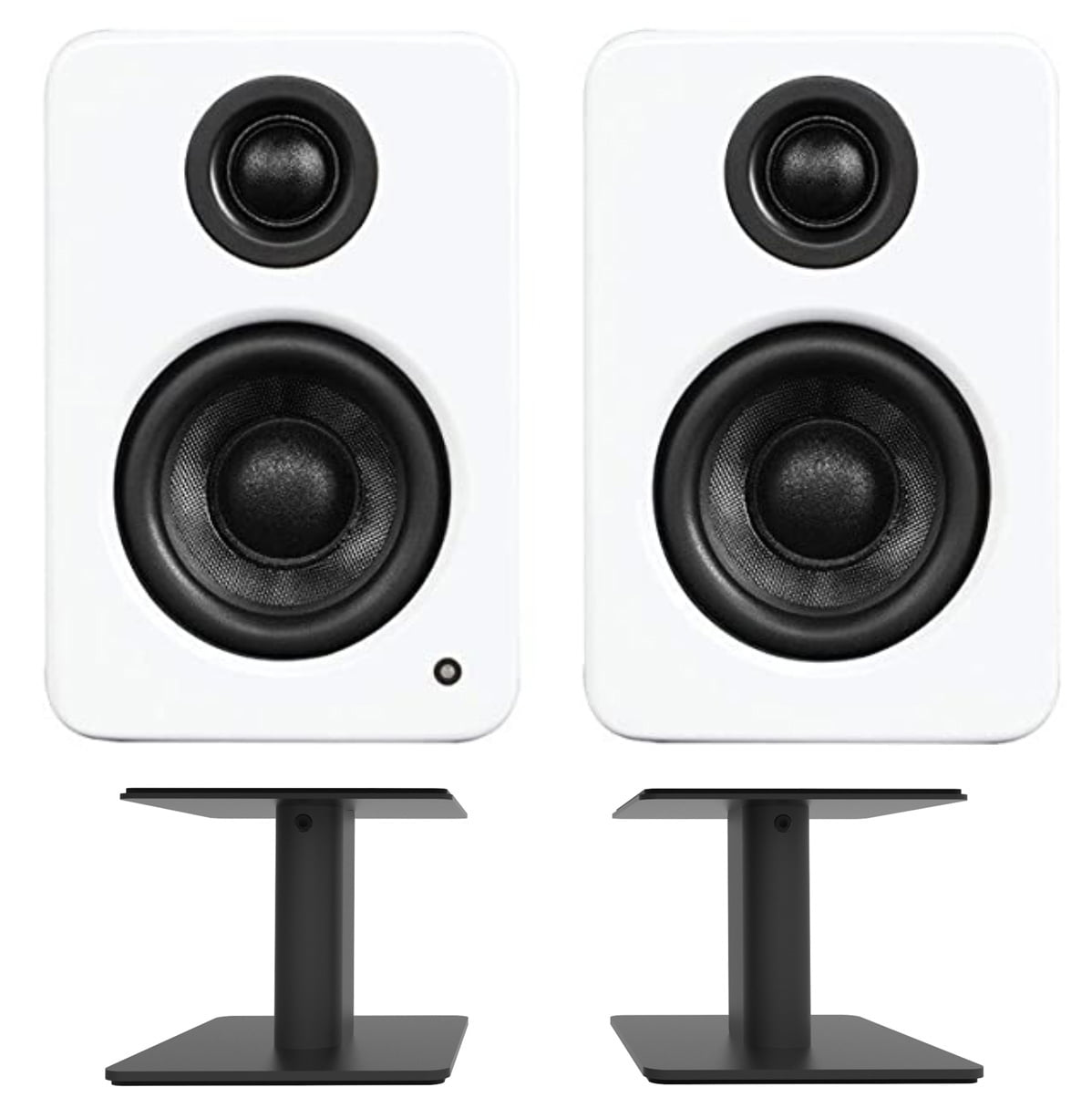 Kanto YU6MW 200W Bookshelf Speakers with Bluetooth Matte White Pair SP26PL 26" Fixed-Height Stands for Bookshelf Speakers Black Pair 2022 - 5