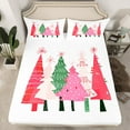 thumbnail image 2 of jejeloiu Cartoon Christmas Tree Twin Sheet Sets,Colorful Tropical Plant Twin Fitted Sheet,Xmas Theme Flat Sheet,Microfiber Room Decor,3pcs, 2 of 7