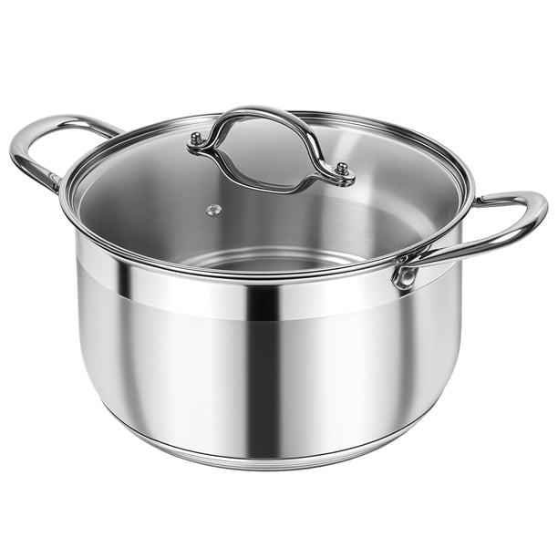 Olla Kirecoo de acero inoxidable de 5 litros con tapa visible de inducción