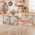 thumbnail image 2 of Christmas Deer Chair Covers Set of 1 Xmas Gift Bells Pine Cone Vintage Letter Chair Back Covers Stretch Removable Washable Slipcovers Protector for Dining Room Kitchen Party Decor, 2 of 5