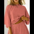 thumbnail image 4 of Conjuntos de Pijama para Mujer, Blusas Extragrandes de 3/4 y Pantalones Cortos con Cintura Elástica, Conjuntos de Estar por Casa. Rosa S, 4 of 7