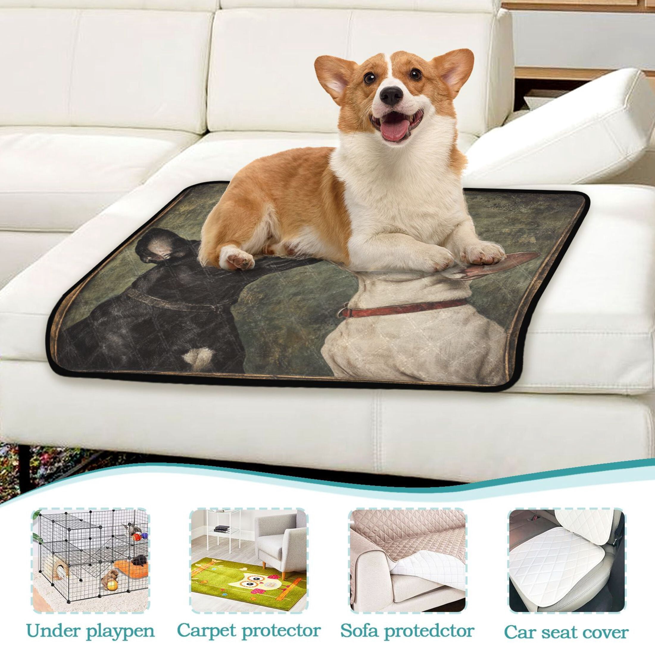 Qxltty Black and White Dog Cat litter Pads Pet Set of 2 Diaper Mats Center Anti-leakage Layer Absorbent Soft and Comfortable