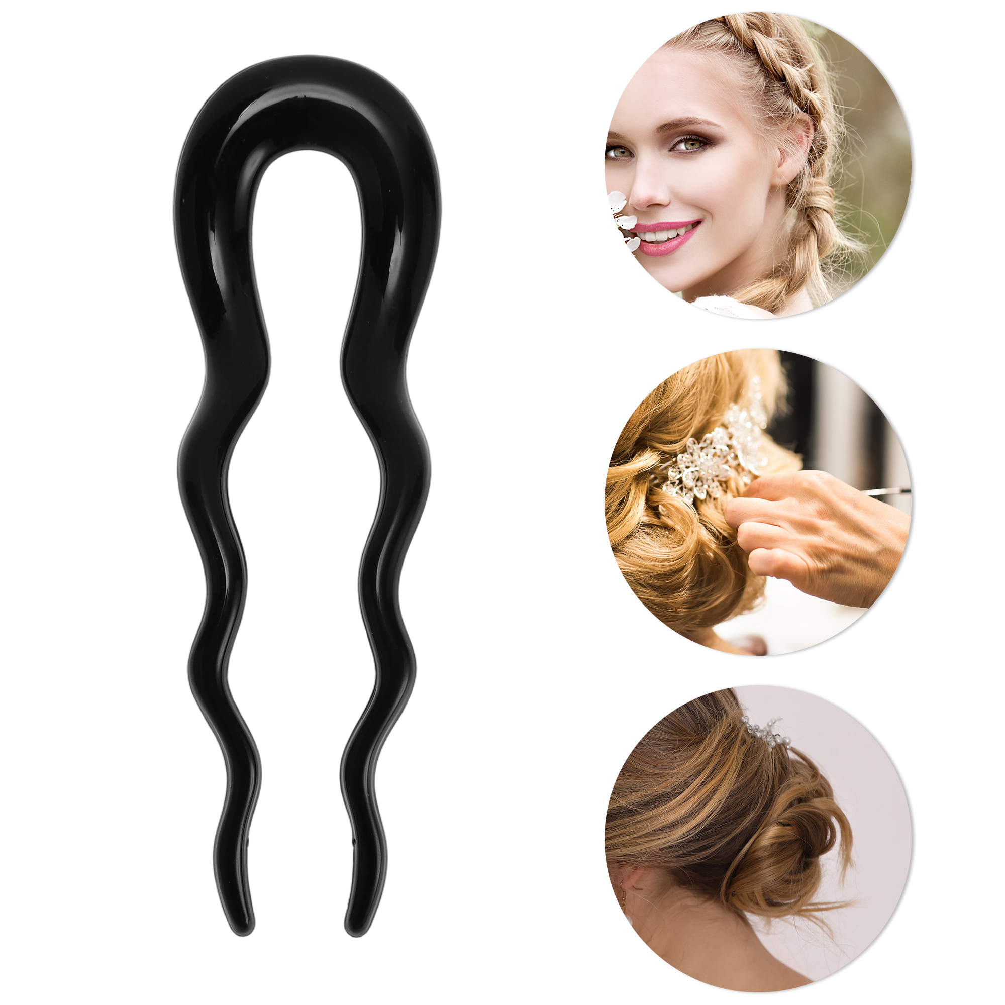 Unique Bargains U-shaped Hair Pin 5.12"x1.57" 1 Pc Black