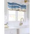 thumbnail image 3 of Valances for Windows Blue Brown Rod Pocket Cafe Window Treatments Valance Curtains for Kitchen Bathroom Laundry Basement Windows 60"x18", 3 of 9