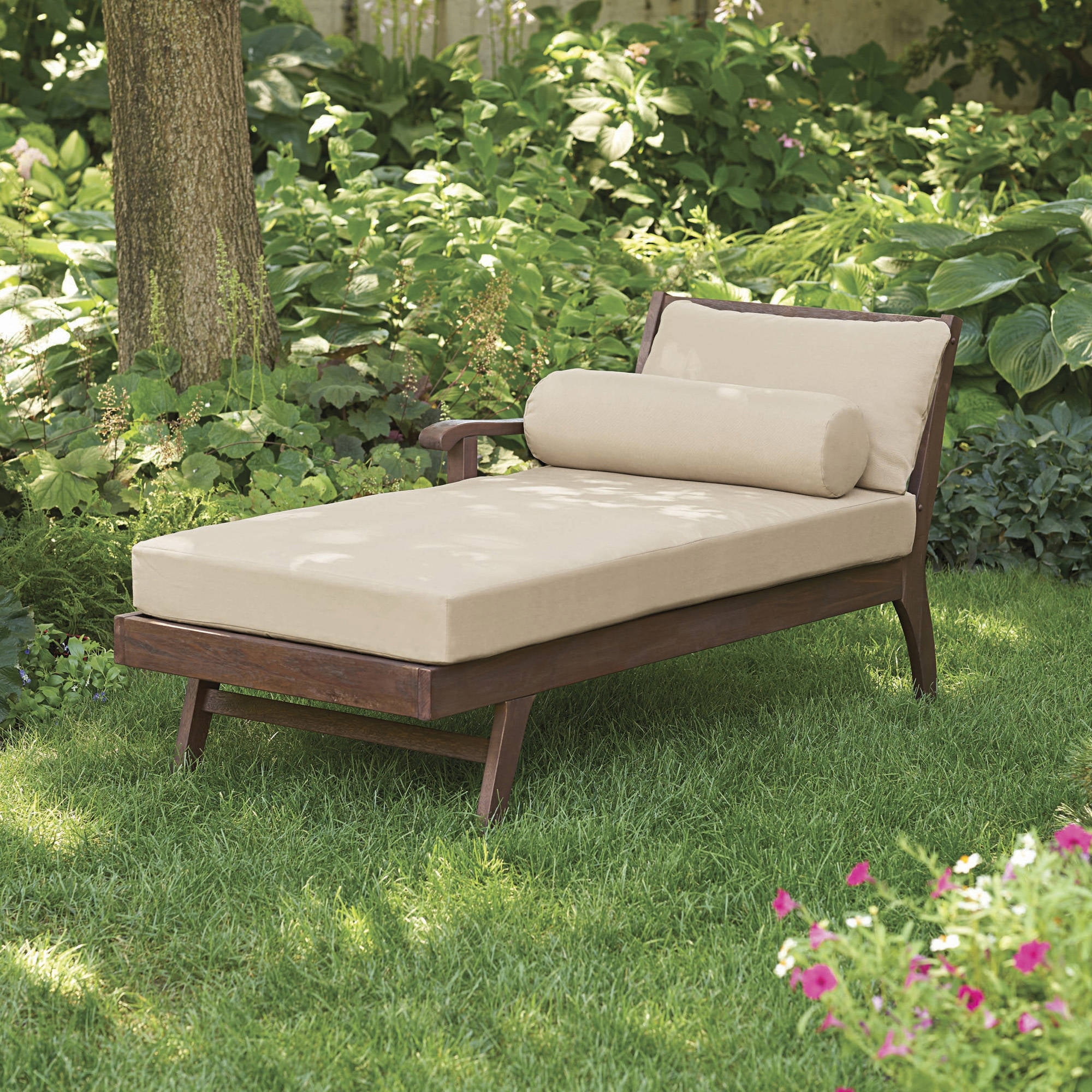 Better Homes and Gardens Cawood Place Chaise Lounge, Natural Cushion, Expresso by TECTONA MARKETING SERVICES (S) PTE LTD
