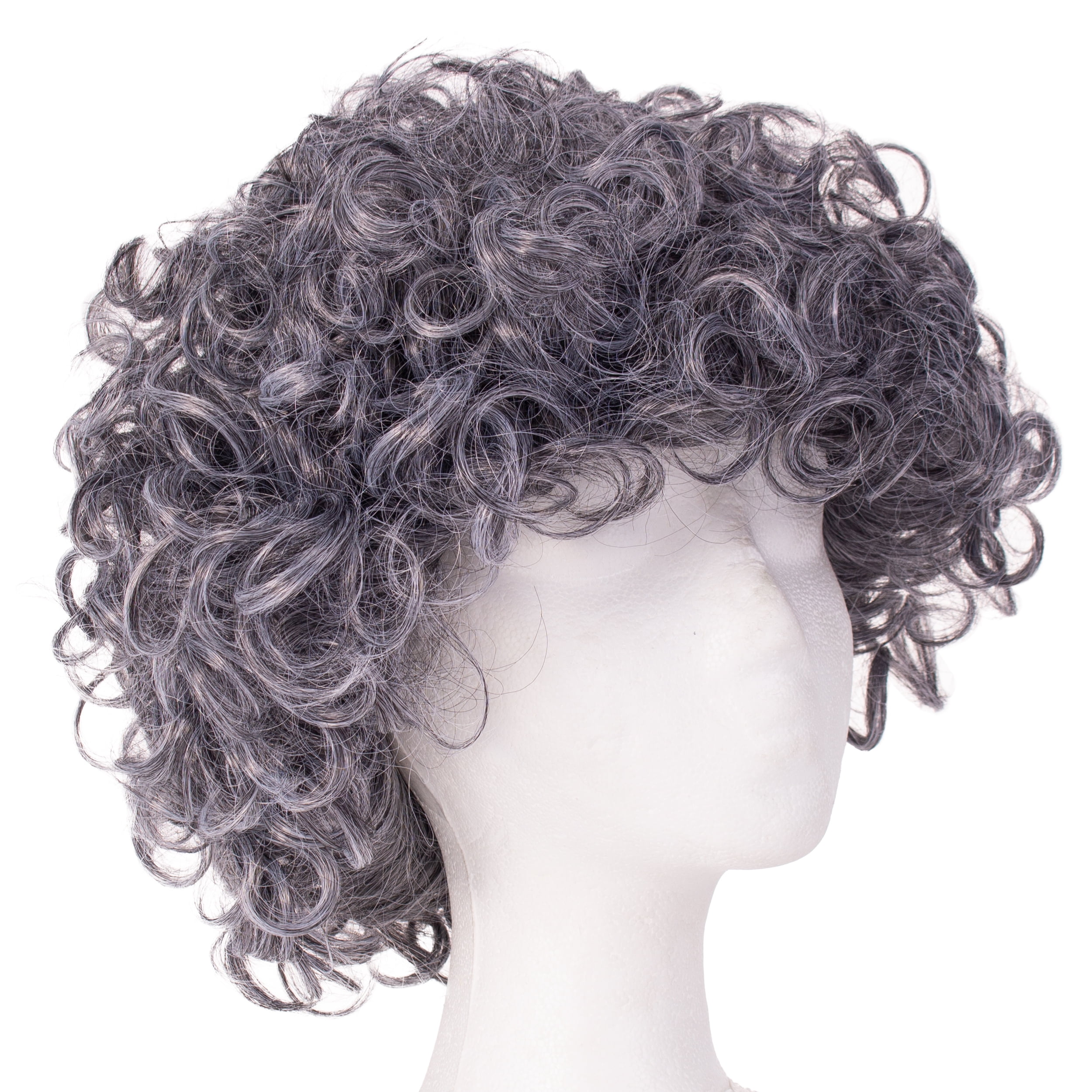 Grey curly top granny wig