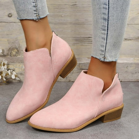 

Hot Deals First!Limited Time Juebong Women s Winter Boots Chunky Heel Low Heel Pointed Toe Boots Back Zipper Shoes