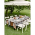 thumbnail image 3 of Outdoor Tablecloth with Umbrella Hole and Zipper, Brown Grey Vintage Rectangle Table Cloth 60x102 Inch Waterproof Tablecloth, Retro Farmhouse Elegant Pastoral Picnic Table Cover for Patio Camping, 3 of 7