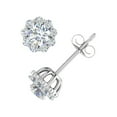 thumbnail image 2 of 1/2 Carat Flower Shaped Cluster Diamond Earrings in 10K White Gold, 2 of 5