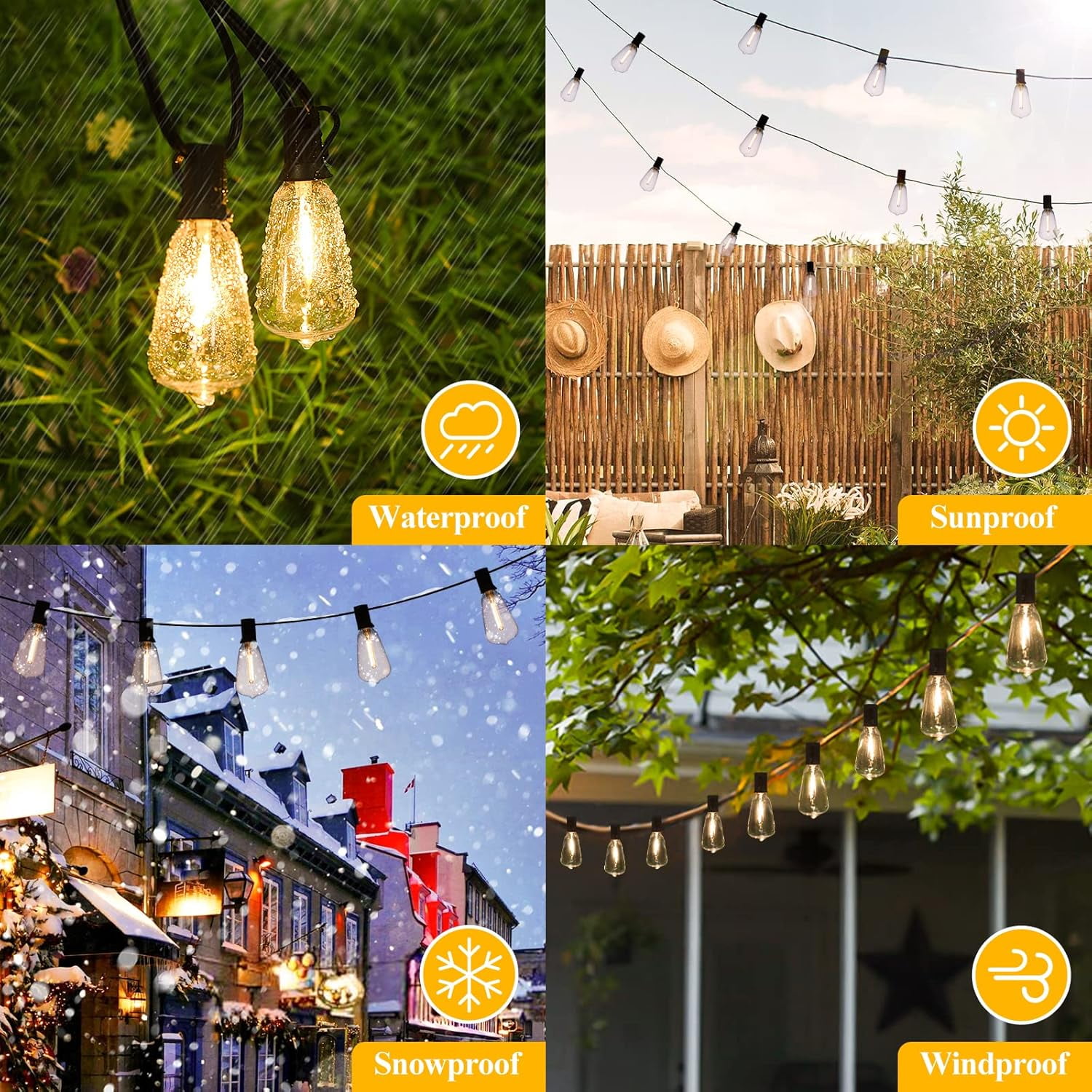 Nordic Hygge Outdoor String Lights, 50FT